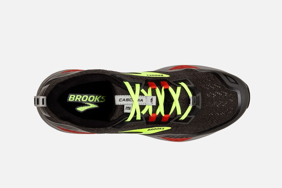 Brooks Running Shoes Mens Black/Green - Cascadia 15 Trail - 1062-DBRMH